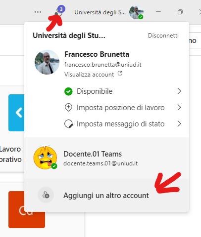 nuovo web, aggiungi account